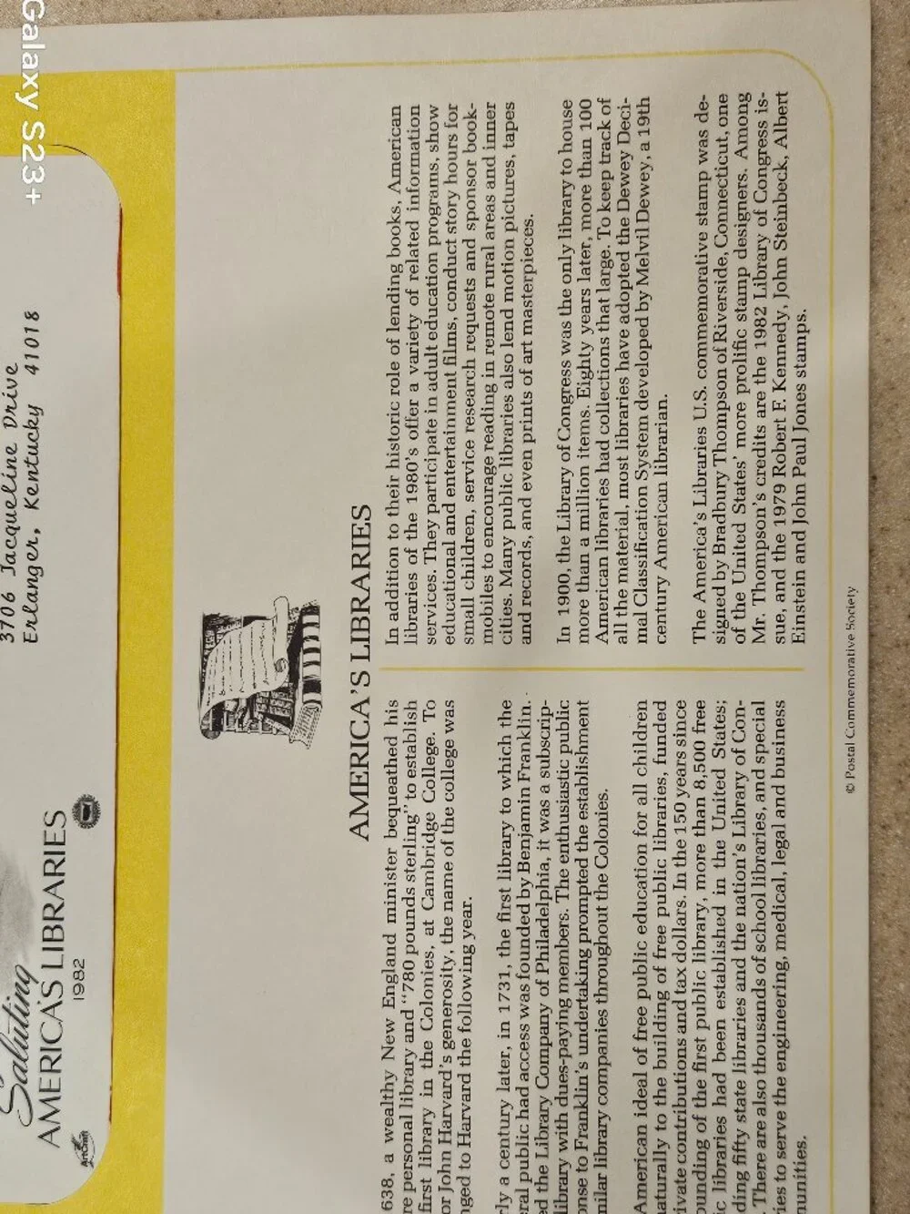 RARE COLLECTIBLE USPS 1ST DAY ISSUE COVER SALUTING AMERICAS LIBRARIES STAMP FDC